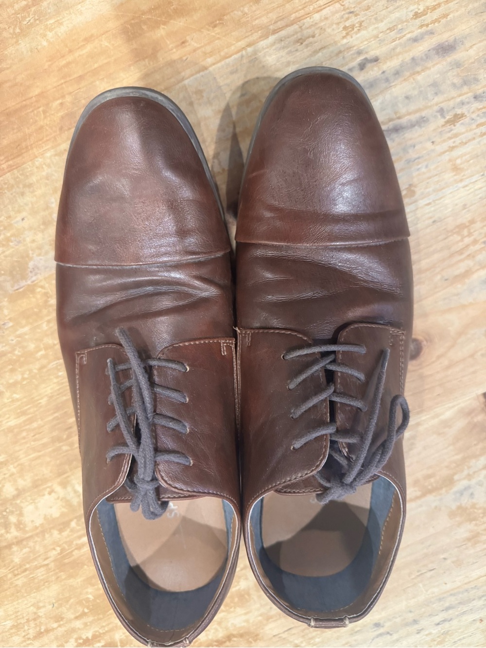 Spring Step Men's Brown Leather Derby Lace-Up Shoes